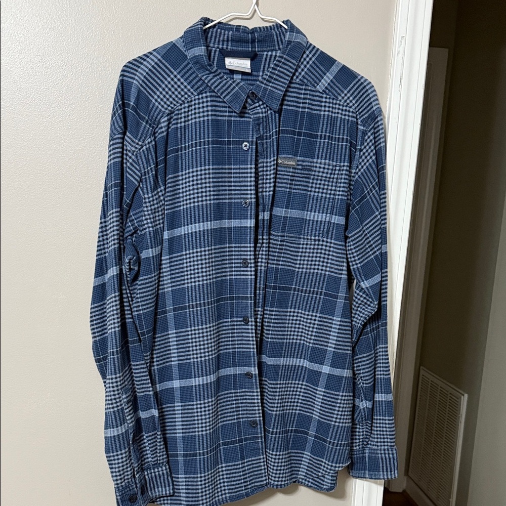 Columbia Men's Navy Checkered Button Down Shirt